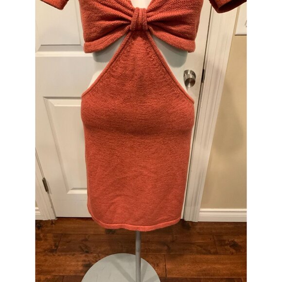 𝅺NWT Cult Gaia "Billie" Orange Knit Cutout Cap Sleeve Mini Dress Size Large - Picture 6 of 10